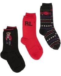 Polo Ralph Lauren - Set di tre paia di calzini a fantasia - Lyst
