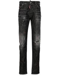 DSquared² - Halbhohe Tapered-Jeans im Distressed-Look - Lyst