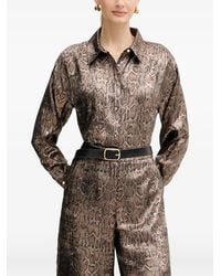 Morgan - Button-Up Snakeskin-Print Shirt - Lyst