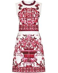 Dolce & Gabbana - Vestido corto brocado estampado - Lyst