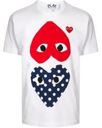 COMME DES GARÇONS PLAY - Heart-print Cotton-jersey T-shirt - Lyst