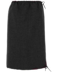 Prada - Bonded Hopsack Midi-Skirt With Devoré-Effect - Lyst