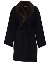 P.A.R.O.S.H. - Manteau Ceinturé À Finitions En Fourrure Artificielle - Lyst
