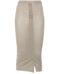 Rick Owens - Drawstring-Waist Slit-Detail Midi Skirt - Lyst