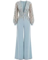 Saiid Kobeisy - Beaded V-Neck Belted Jumpsuit - Lyst
