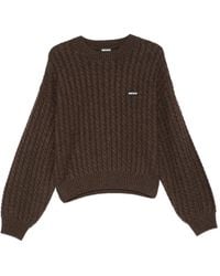ROTATE BIRGER CHRISTENSEN - Cable-Knit Logo-Patch Sweater - Lyst
