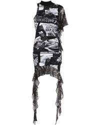 Versace - Magazine-print Asymmetric Mini Dress - Lyst