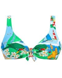 Seafolly - Graphic-Print Ring-Detail Bikini Top - Lyst