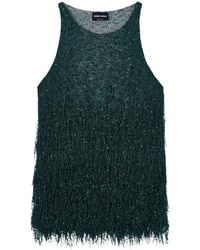Giorgio Armani - Crew-Neck Sleeveless Fringed Top - Lyst
