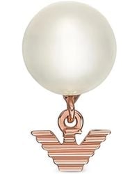 Emporio Armani - Logo-Charm Pearl Earrings - Lyst