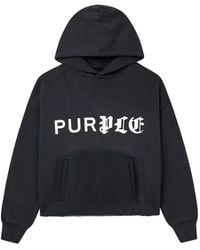 Purple Brand - Logo-Print Raw-Edge Hoodie - Lyst
