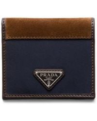 Prada - Two-Tone Fabric And Suede Wallet - Lyst