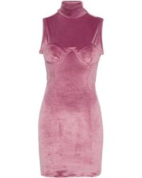 Gcds - Robe Courte En Velours À Logo Brodé - Lyst