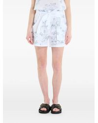 EA7 - Train Costa Katoenen Shorts Met Striksluiting En Grafische Print - Lyst