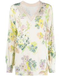 Twinset - Floral-Print V-Neck Jumper - Lyst