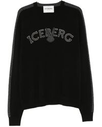 Iceberg - Logo-Embroidered Side-Stripe Sweater - Lyst