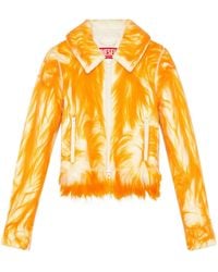 DIESEL - Cropped Faux-Fur Two-Way Zip Jacket - Lyst