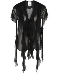 Erika Cavallini Semi Couture - Lia Ruffled Tie Blouse - Lyst