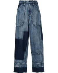 Y's Yohji Yamamoto - Patch-detail Wide-leg Jeans - Lyst