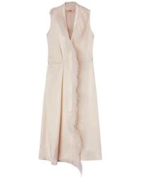 RETORI - Robe Mi-Longue À Détail De Plumes Coupe Portefeuille - Lyst