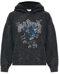 Ganni - Hoodie En Coton À Imprimé Graphique - Lyst