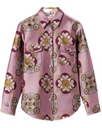 La DoubleJ - Floral-Print Jacquard Shirt Jacket - Lyst