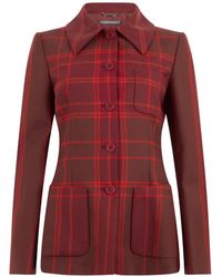 Alberta Ferretti - Plaid Button-Up Jacket - Lyst