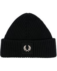 Fred Perry - Logo-patch Ribbed Beanie - Lyst