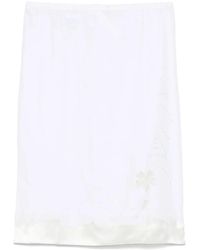 Prada - Embroidered Linen A-Line Skirt - Lyst