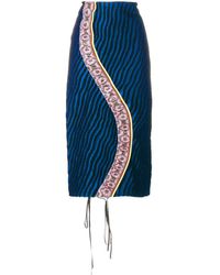 Marni Jupe crayon rayée - Bleu