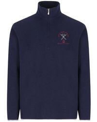 Brunello Cucinelli - Logo-Embroidered Quarter-Zip Sweater - Lyst