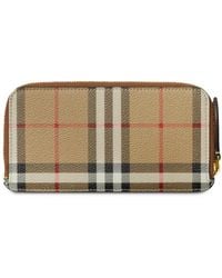 Burberry - Vintage Check E-canvas & Leather Coin Purse - Lyst