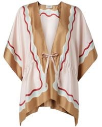 Fendi - Poncho De Seda Con Ondas Estampadas - Lyst