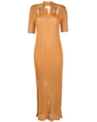 Calvin Klein - Robe En Maille Nervurée À Col V - Lyst
