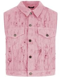 Haikure - Fringed Chest-Pocket Denim Vest - Lyst