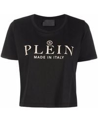 Philipp Plein - Iconic Plein Short-Sleeve Cropped T-Shirt - Lyst