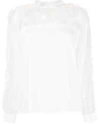 Pinko - Chantilly-Lace Long-Sleeved Blouse - Lyst