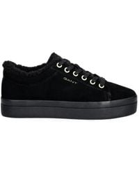 GANT - Shearling-Trim Suede Sneakers - Lyst