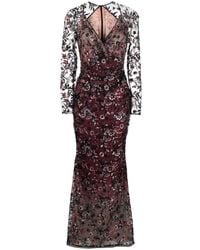 Talbot Runhof - Floral-embroidered Maxi Dress - Lyst