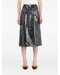 DIESEL - Belted Patent Leather Midi Skirt - Lyst