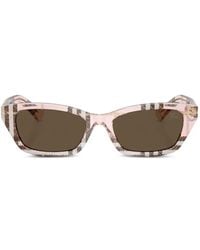 Burberry - Check Rectangle-Frame Sunglasses - Lyst