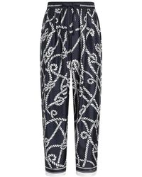 Dolce & Gabbana - Marina-Print Silk Twill Vanity Trousers - Lyst