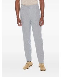 Brunello Cucinelli - Gestreifte Hose Mit Falten - Lyst