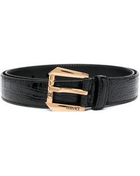 Versace - Crocodile-embossed leather belt - Lyst