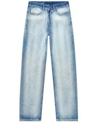 DIESEL - Wide-Leg Denim Jeans With Vintage Wash - Lyst