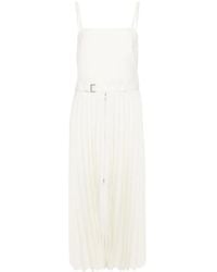 Sacai - Pinstriped Pleated Maxi Dress - Lyst