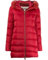Herno Doudoune évasée à capuche - Rouge