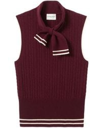 Claudie Pierlot - Cable-Knit Tie-Neck Sweater - Lyst