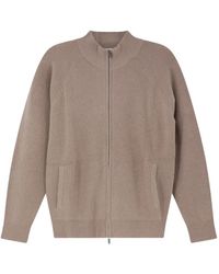 Bramani Cashmere - Ribbed-Knit Zip-Up Cardigan - Lyst