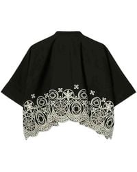 La DoubleJ - Mini Foulard Sangallo-Embroidered Cropped Shirt - Lyst